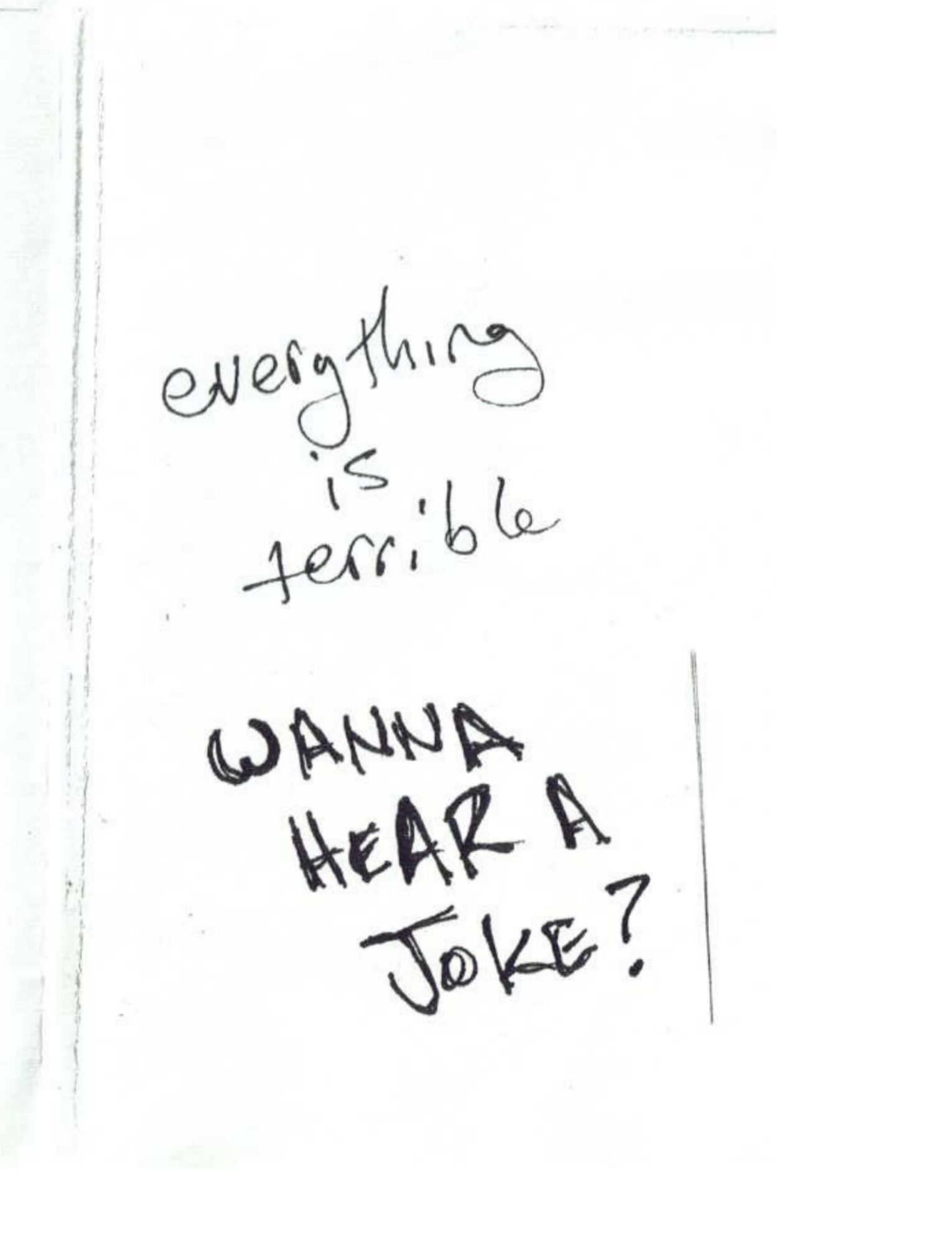 Everything is Terrible, Wanna Hear a Joke?